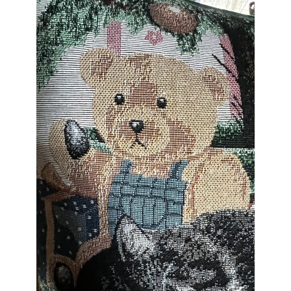 Anne Mortimer Christmas Cat Boat Nutcracker Tapestry Pillow 17x17 USA Vintage - Picture 3 of 8